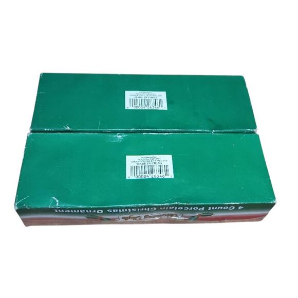 Vintage Holiday Style 4 Count Porcelain Houses Christmas Holiday Ornament Set - Picture 5 of 5